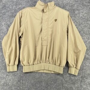 Polo Sport Ralph Lauren Windbreaker Jacket Men Medium Tan 1/4 Zip Pullover Crest
